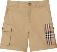 Burberry Check Trim Cotton Cargo Shorts