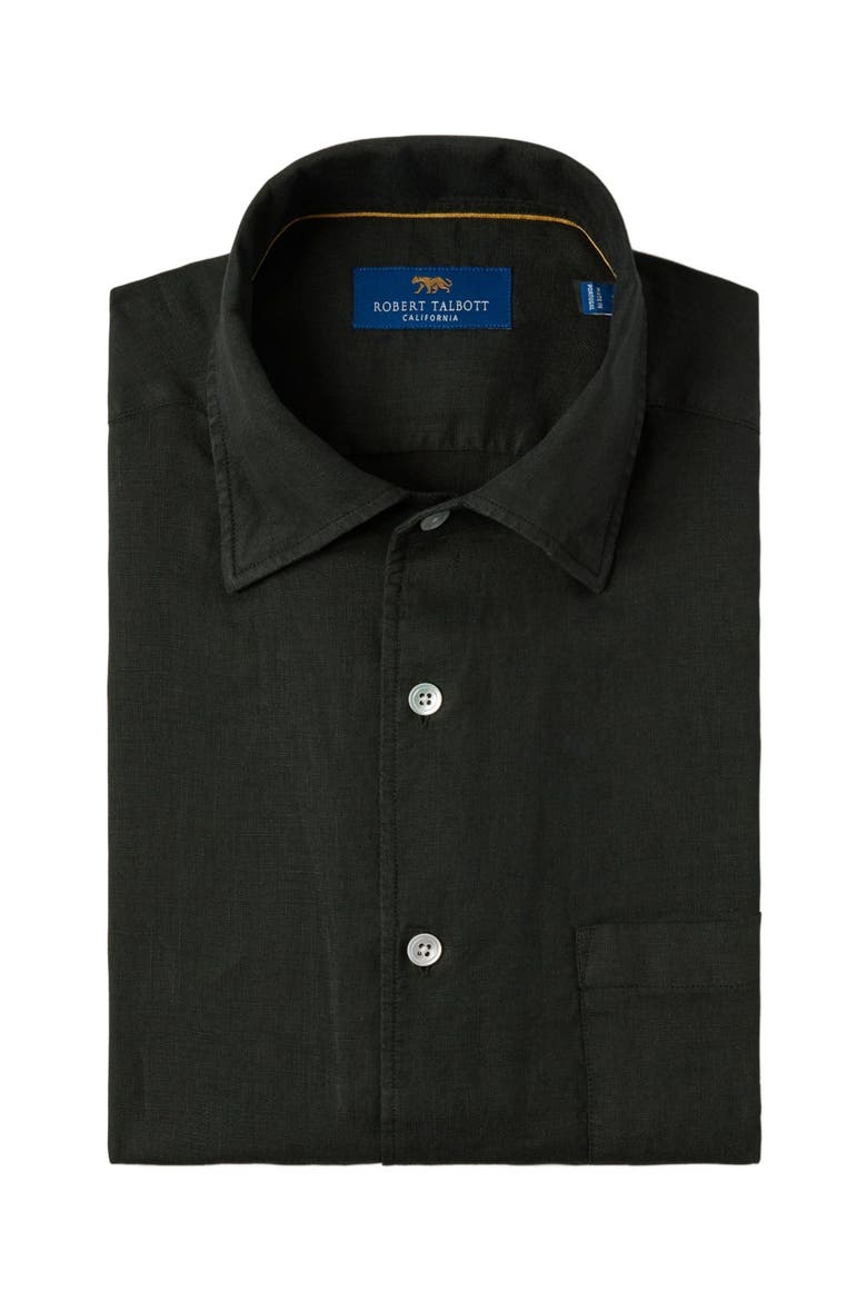 Morgan Short Sleeve Linen Shirt, Alternate, color, Dark Olive