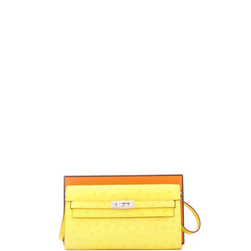 Pre-owned Hermes Hermes Kelly To Go Wallet Ostrich In Yellow