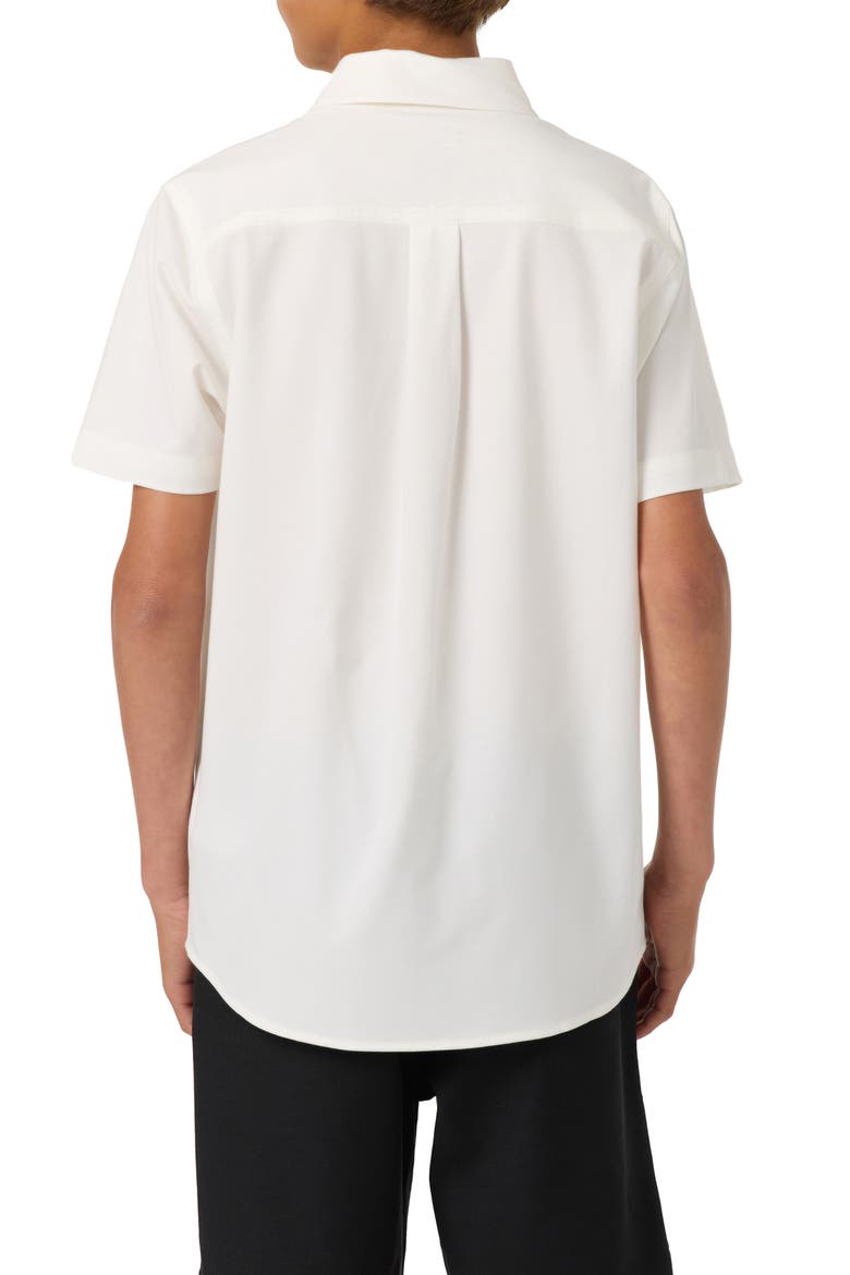 Kids' Solid Short Sleeve Stretch Twill Button-Up Shirt, Alternate, color, WHITE