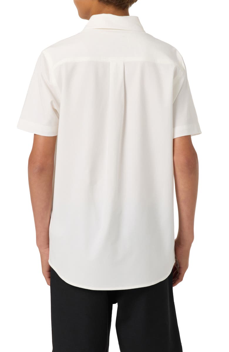 O'Neill Kids' Solid Short Sleeve Stretch Twill Button-Up Shirt, Alternate, color, White
