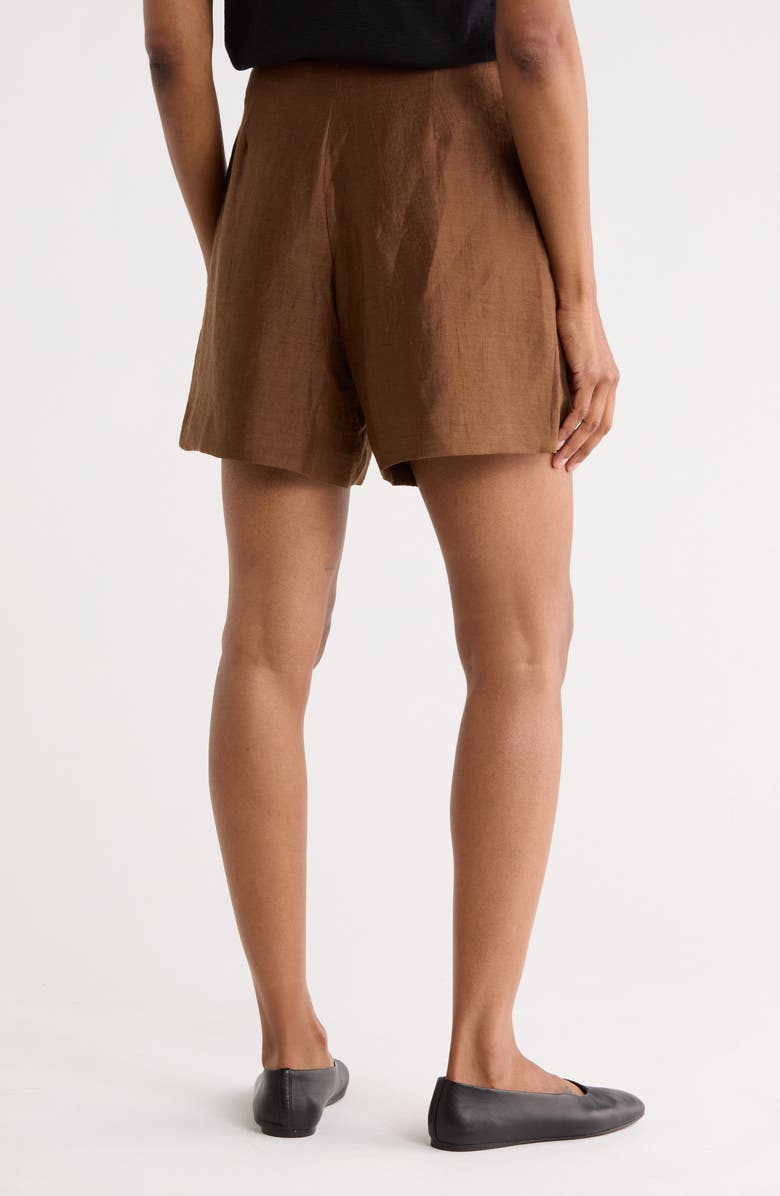 L'AGENCE Hadleigh Linen Blend Shorts, Alternate, color, Sequoia Brown