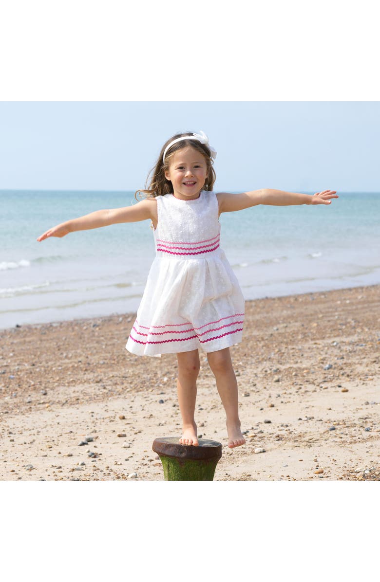 Rachel Riley Eyelet Ric Rac Dress, Alternate, color, White