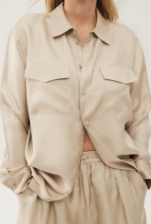 Silk Laundry Twill Boyfriend Shirt Hazelnut In Hazelnut