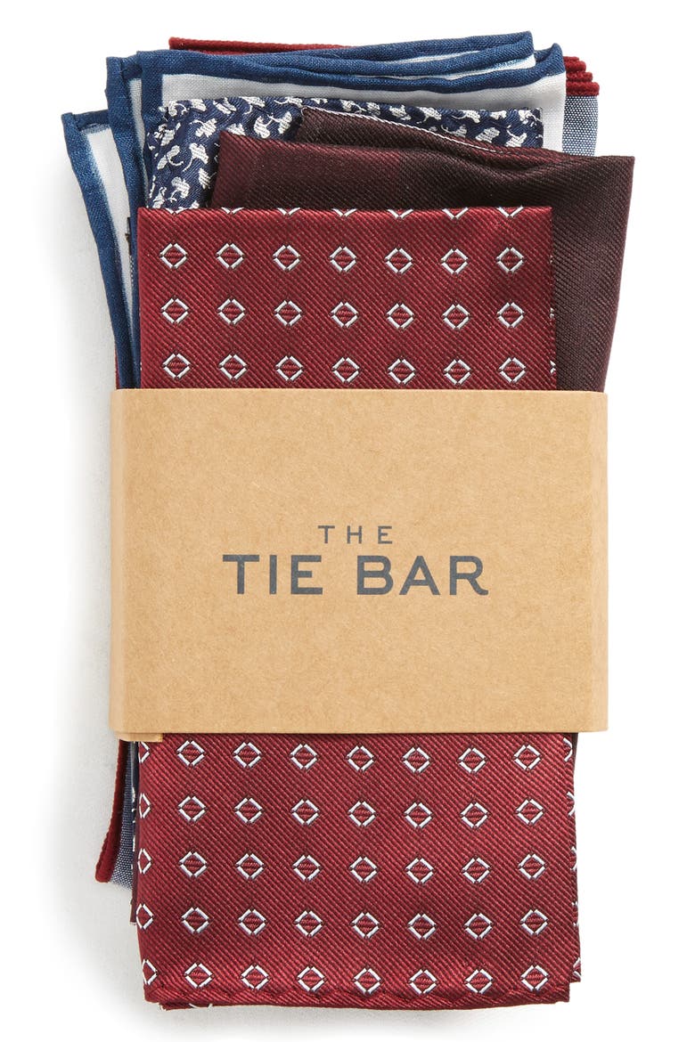 5-Pack Pocket Squares, Alternate, color, BURGUNDY