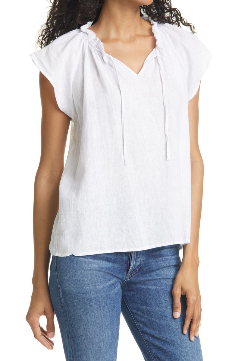 Rails Raven Short Sleeve Linen Blend Peasant Blouse, Alternate, color,