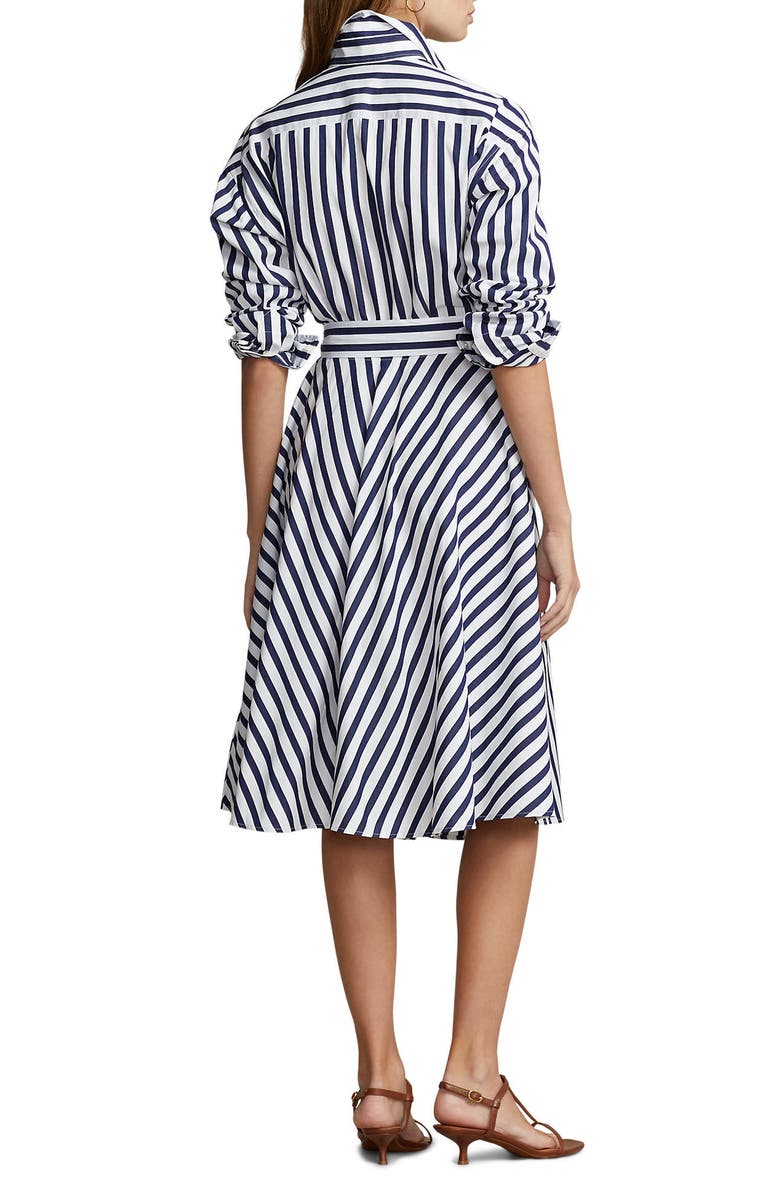 Polo Ralph Lauren Stripe Long Sleeve Cotton Shirtdress, Alternate, color, 970A Navy/White