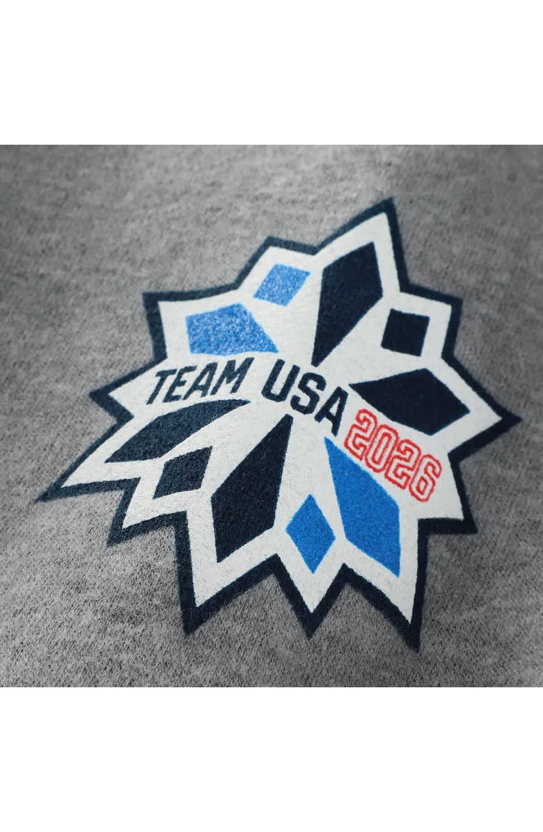 Outerstuff Women's Heather Gray Team USA Flag & Patches Fleece Cropped Pullover Hoodie, Alternate, color, Heather Gray