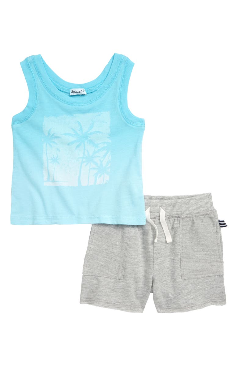 Splendid Dip Dye Palm Tree Tank Top & Shorts Set, Main, color, 