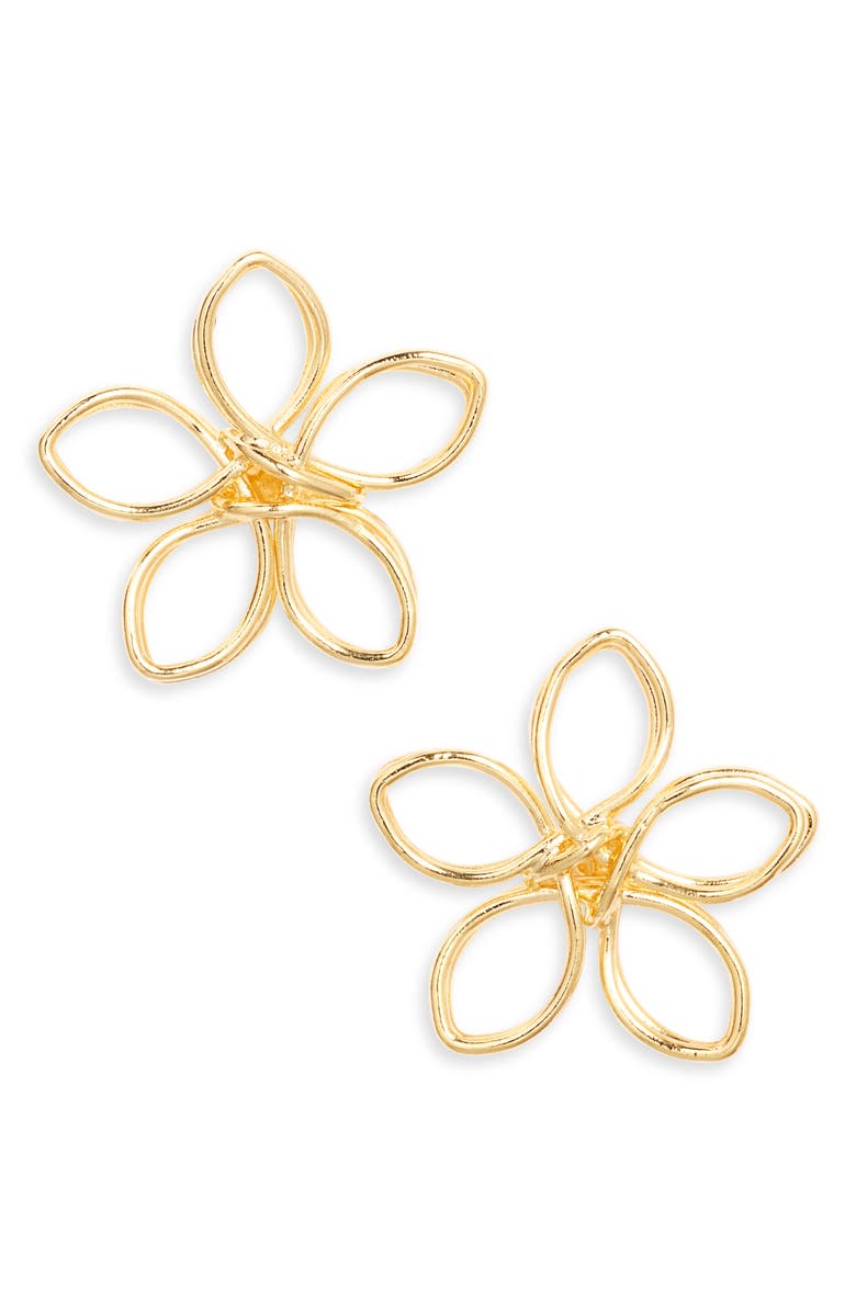 Kiara by Ki-ele Jasmine Flower Wire Stud Earrings, Main, color, Gold
