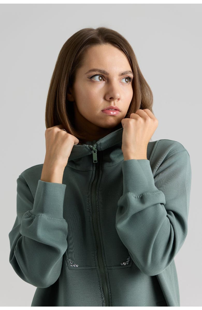 Le Fafo Raven Zip Up Jacket, Main, color, Green