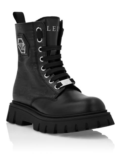 Nappa Leather Mid Boots Hexagon Monogram Girl