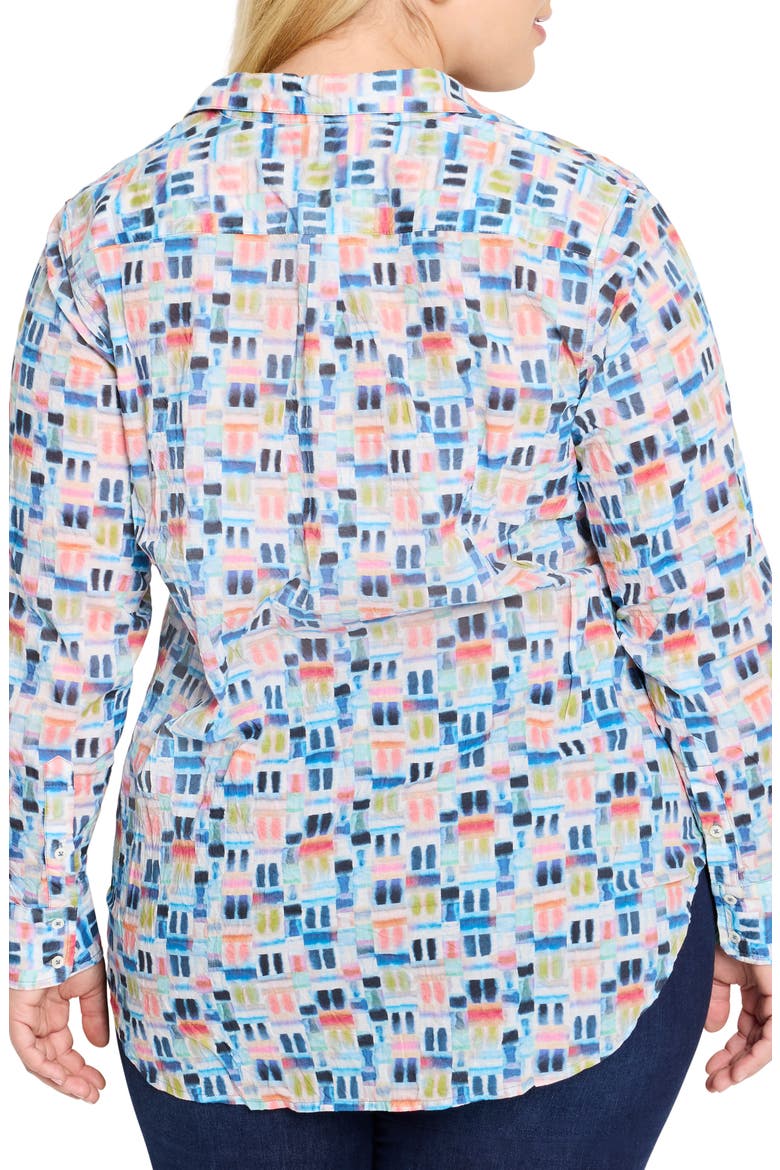 Portofino Geo Print Cotton Boyfriend Shirt, Alternate, color, BLUE MULTI
