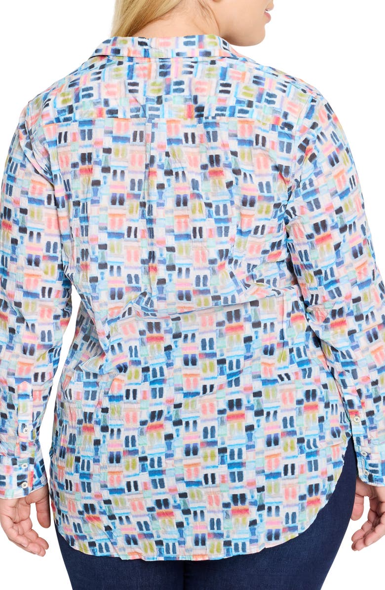 Portofino Geo Print Cotton Boyfriend Shirt