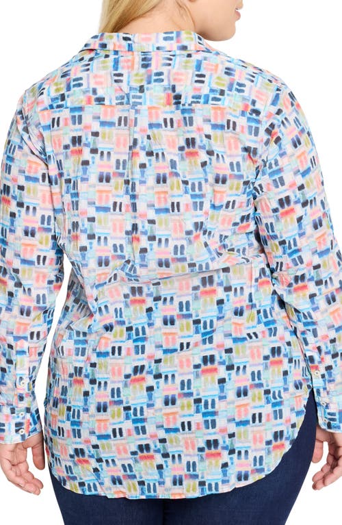 Nic + Zoe Nic+zoe Portofino Geo Print Cotton Boyfriend Shirt