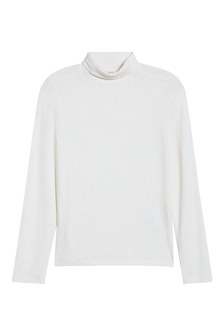 Rib Turtleneck Top, Alternate, color, HEATHER CREAM