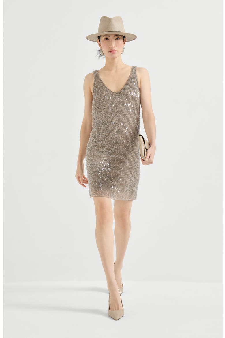 Mini dress with dazzling embroidery, Alternate, color, Rope