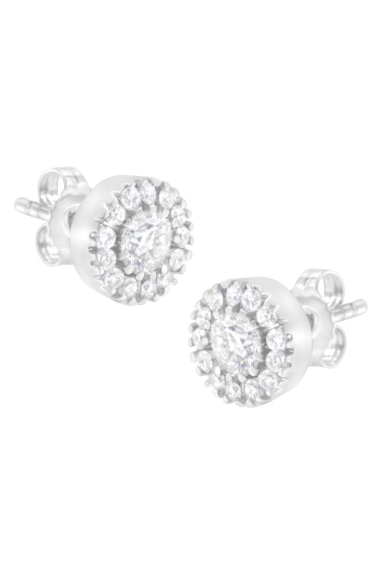 14k White Gold 1 cttw Diamond Halo Stud Earrings, Alternate, color, White