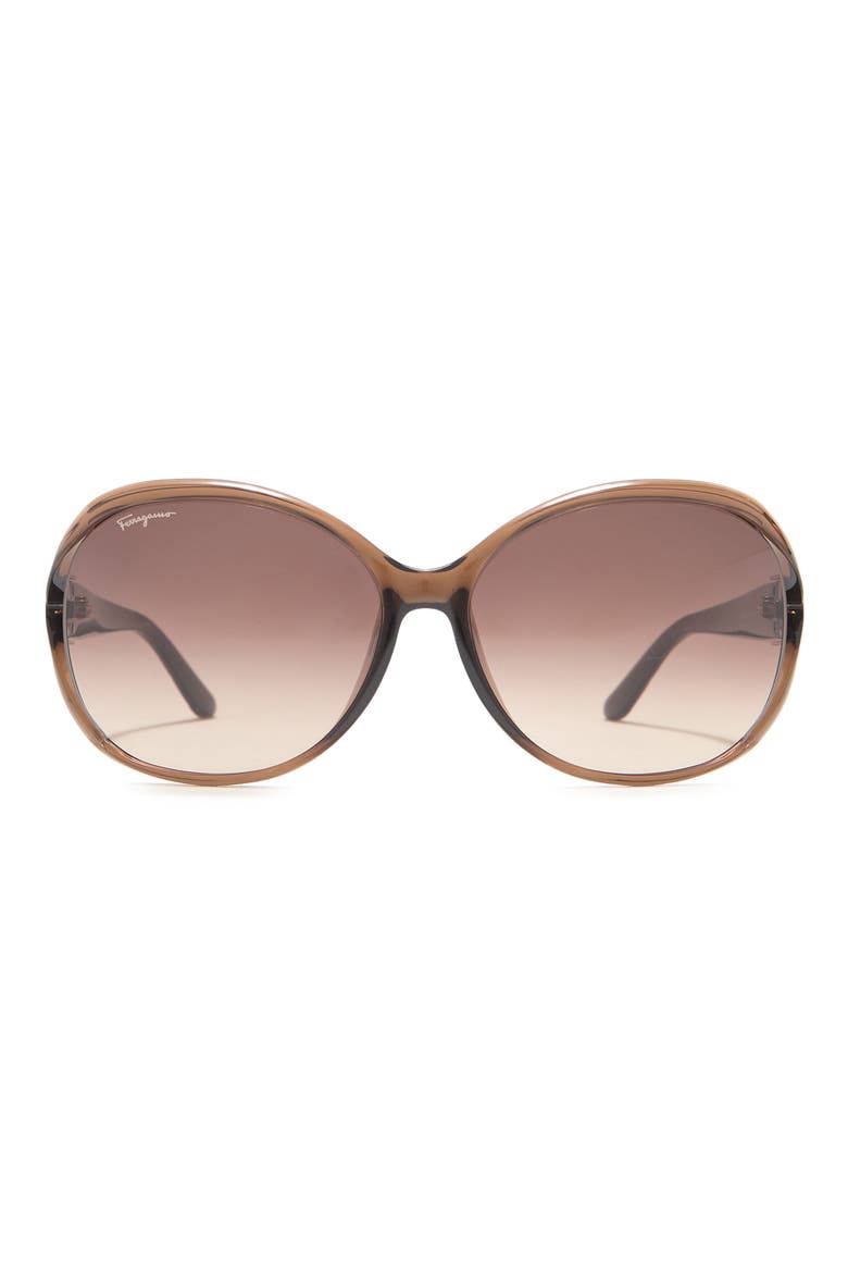 Salvatore Ferragamo 61mm Round Sunglasses, Main, color, LITE BROWN