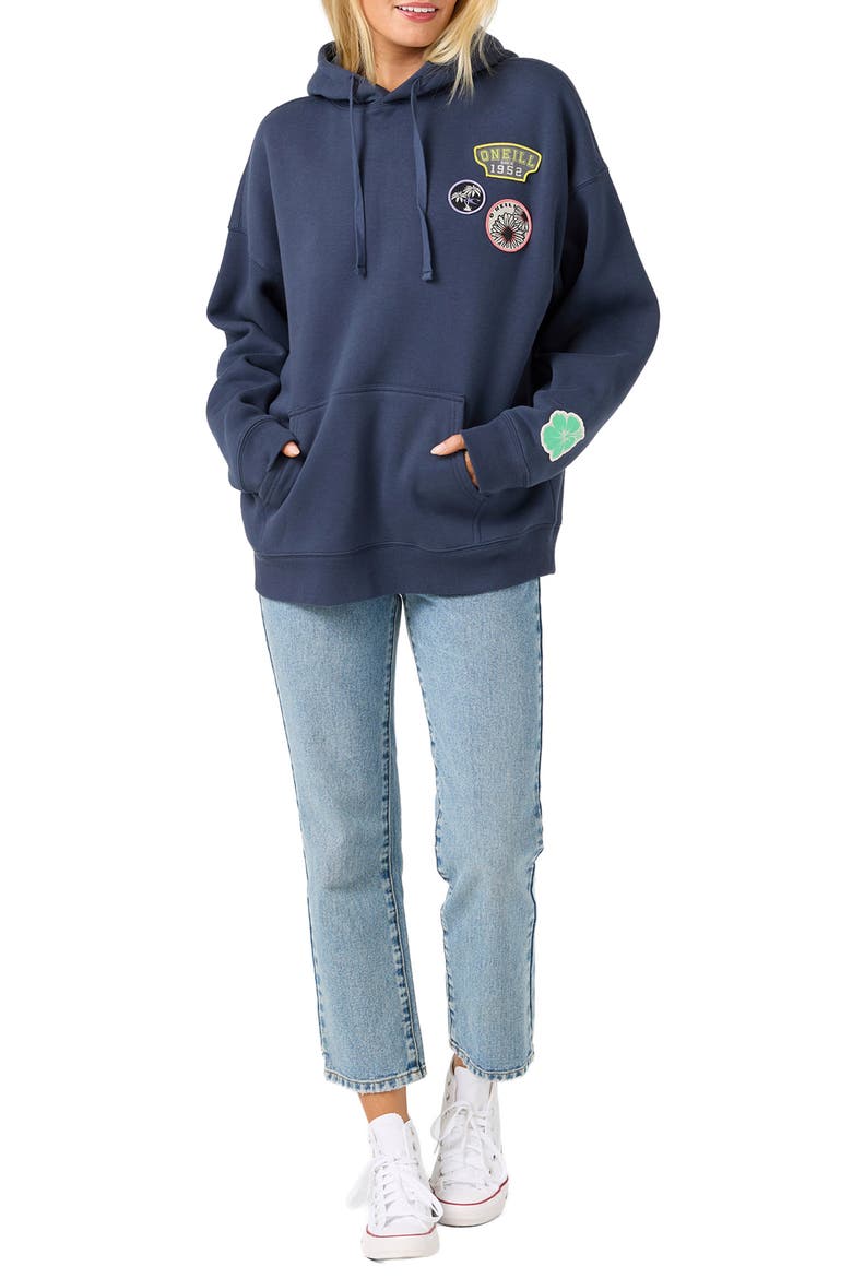 Patches Oversized Hoodie, Alternate, color, NAVY