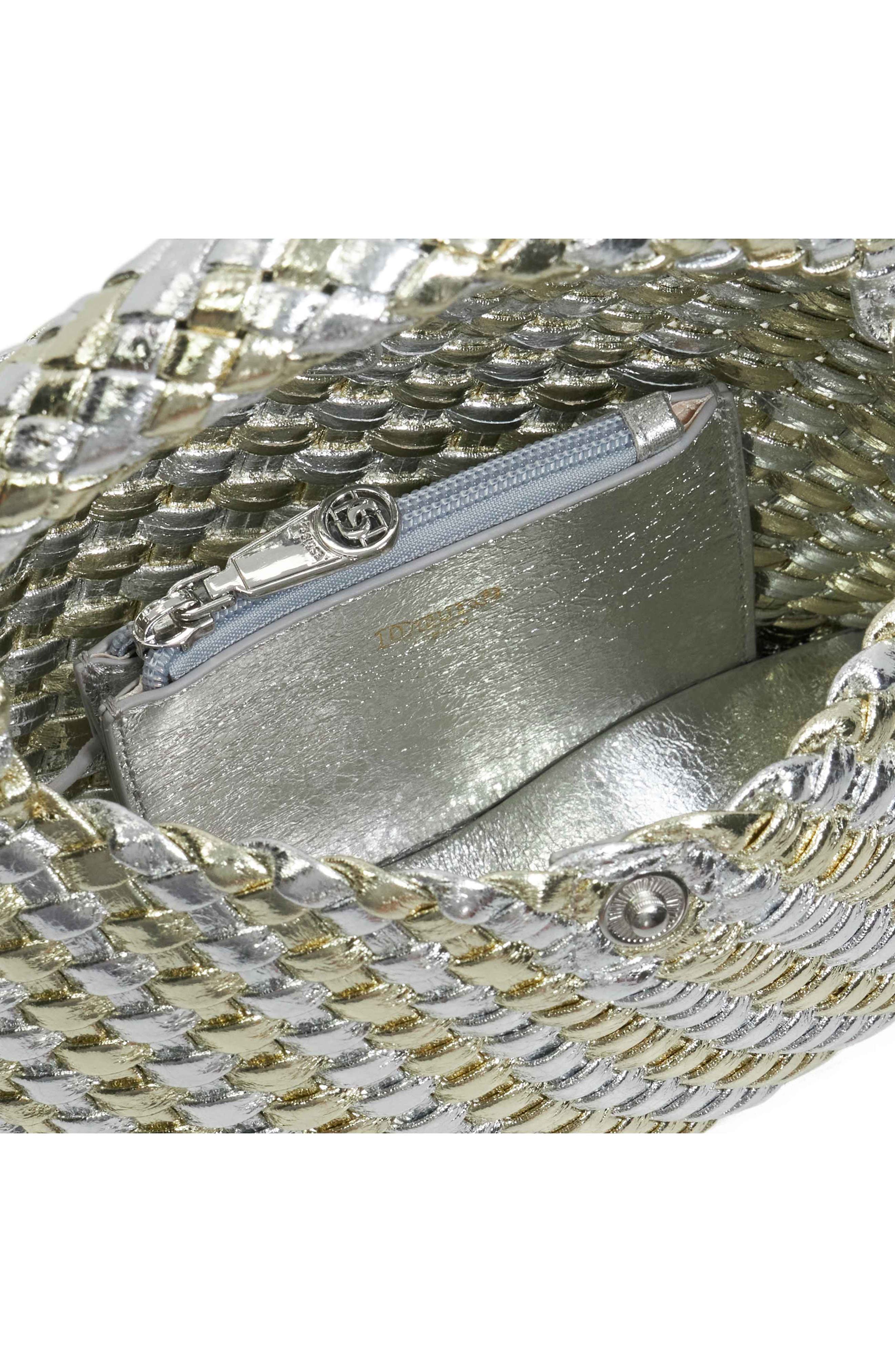 Dune London Dinkydeliberate Woven Top Handle Bag, Alternate, color, Silver