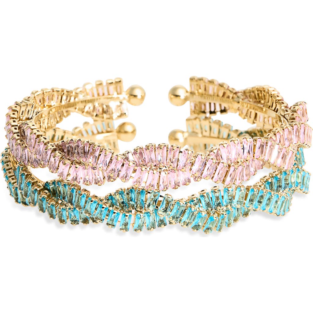 Tasha Set Of 2 Crystal Cuff Bracelets In Multi