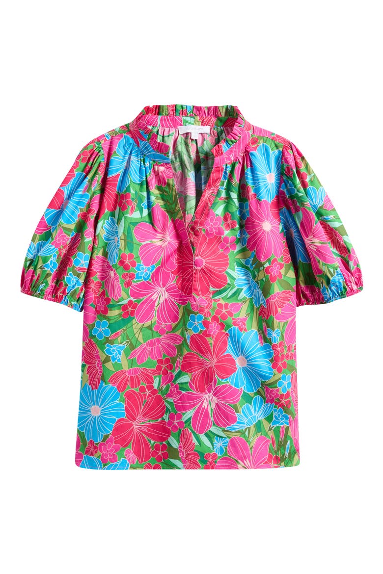 Close to You Floral Split Neck Top, Alternate, color, PINK-BLUE-GREEN