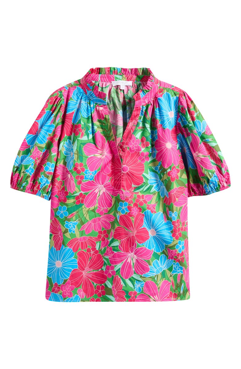 SUGARLIPS Close to You Floral Split Neck Top, Main, color, Pink-Blue-Green