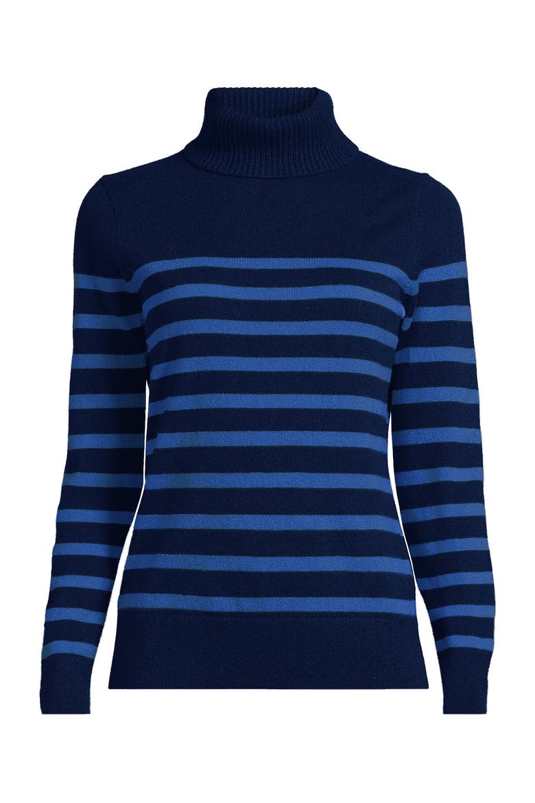 Cashmere Turtleneck Sweater, Alternate, color, Navy/Cobalt Placed Stripe
