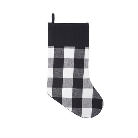 20" Franklin Black & White Plaid Hanging Large Christmas Stocking