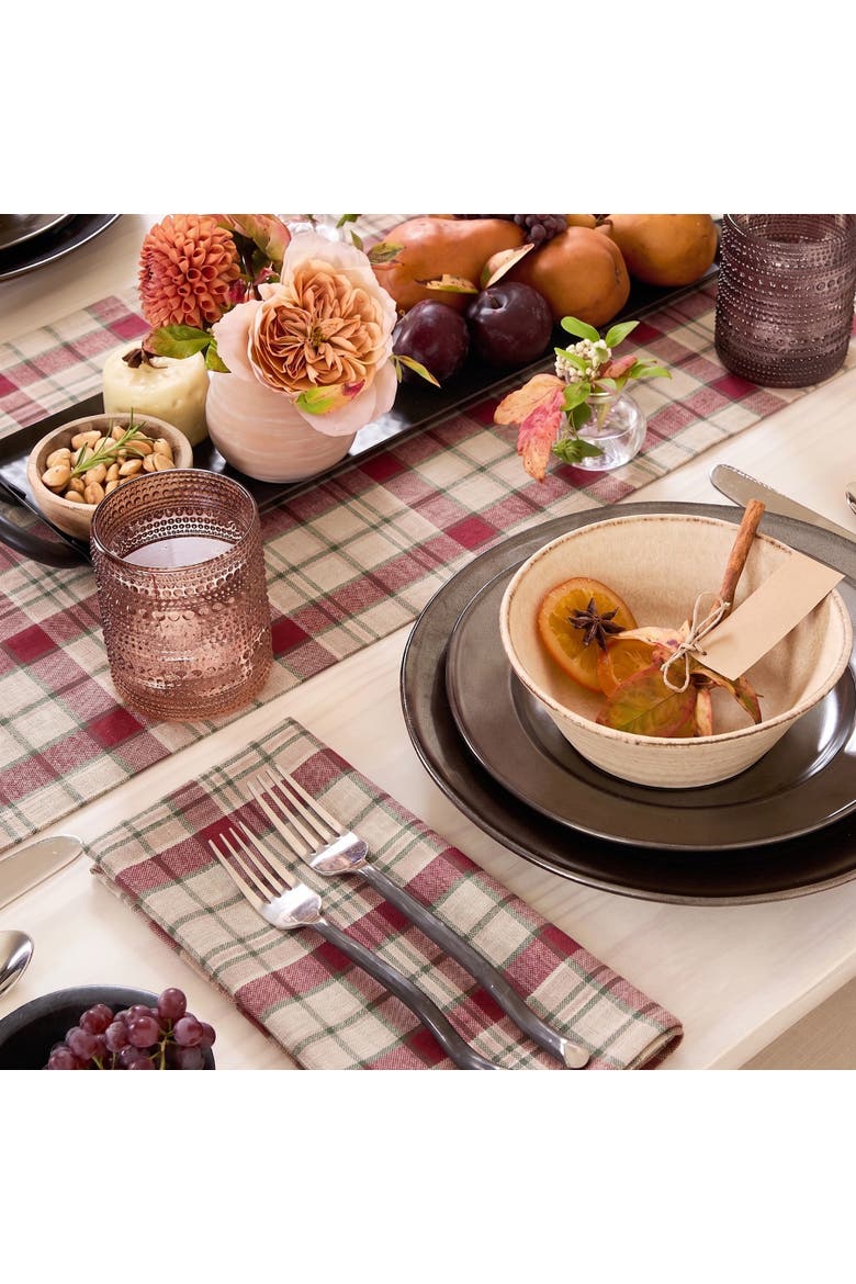 Linen Table Runner - Almond Plaid, Alternate, color, Almond Plaid