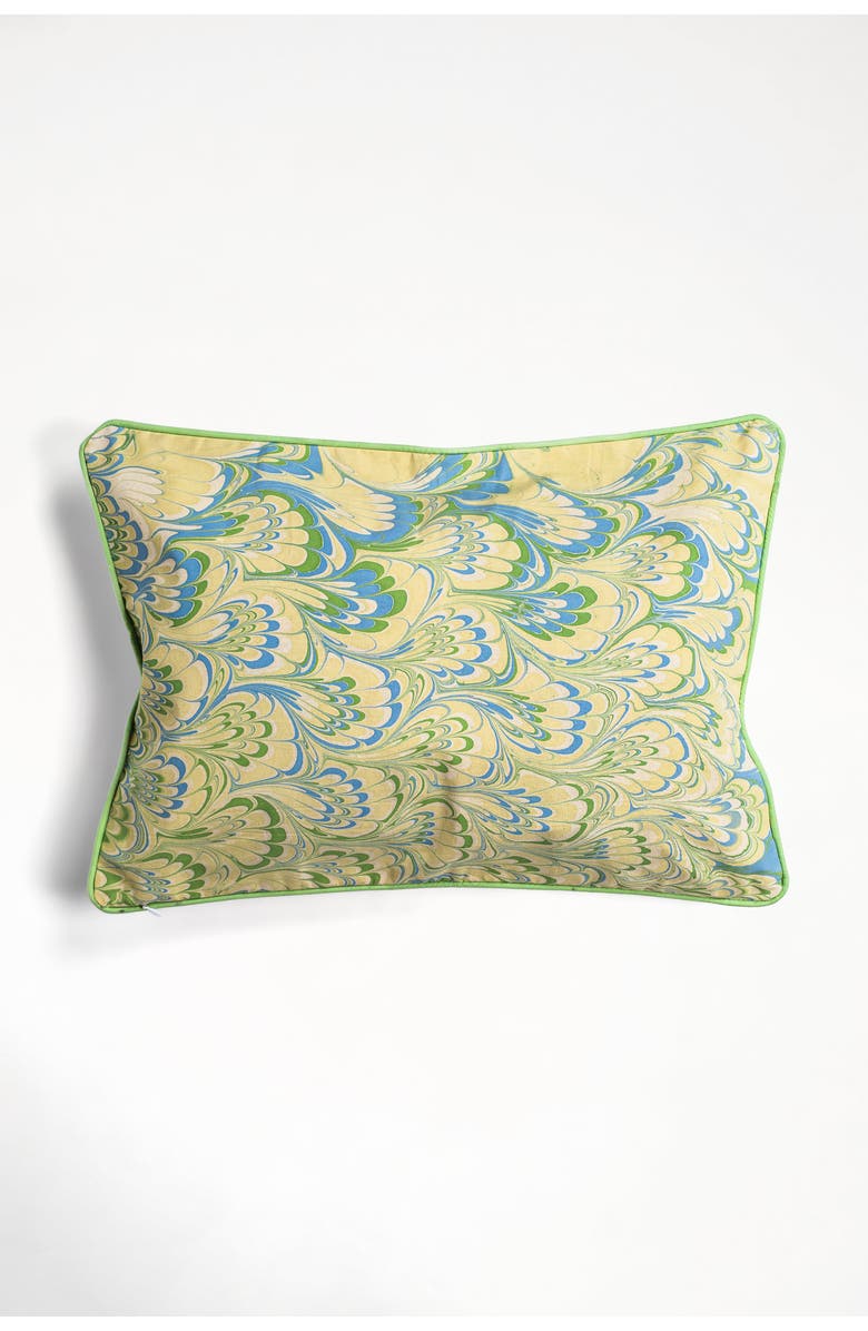 Inner Child Seaglass Peacock Hand-Marbled Pillow - Cover Only, Main, color, Seaglass