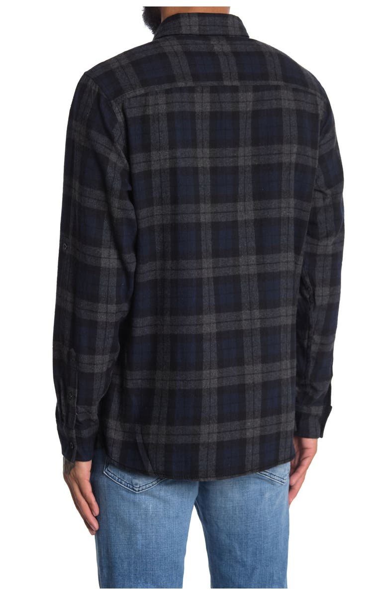 BURNSIDE Plaid Flannel Shirt, Alternate, color, Navy