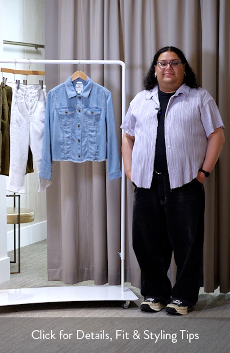 Fray Hem Chambray Crop Jacket, sales video thumbnail