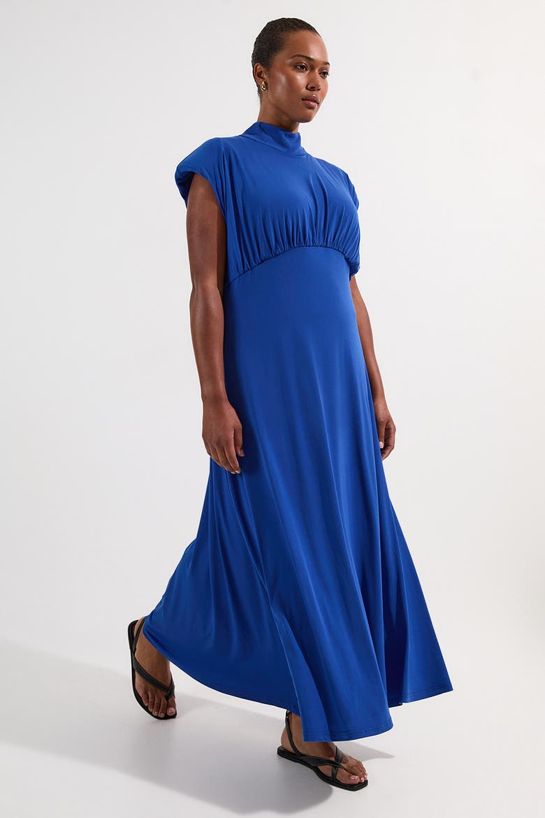 Jersey Short Sleeve Maxi Dress, Alternate, color, Cobalt