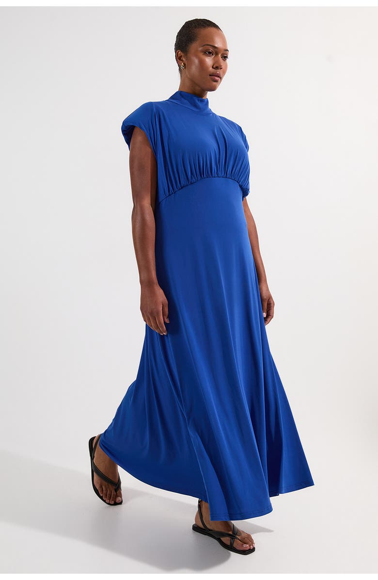 Karen Millen Jersey Short Sleeve Maxi Dress, Alternate, color, Cobalt