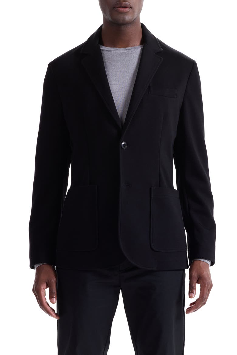 Soft Touch Black Knit Blazer, Main, color, BLACK