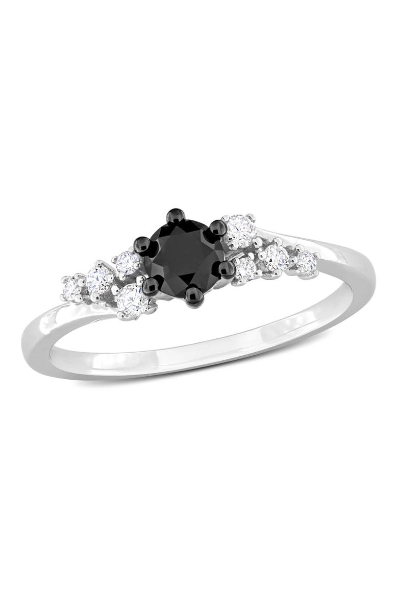 5/8ct t.w. Black & White Diamond Cluster Ring 14k, Main, color, 14k White Gold