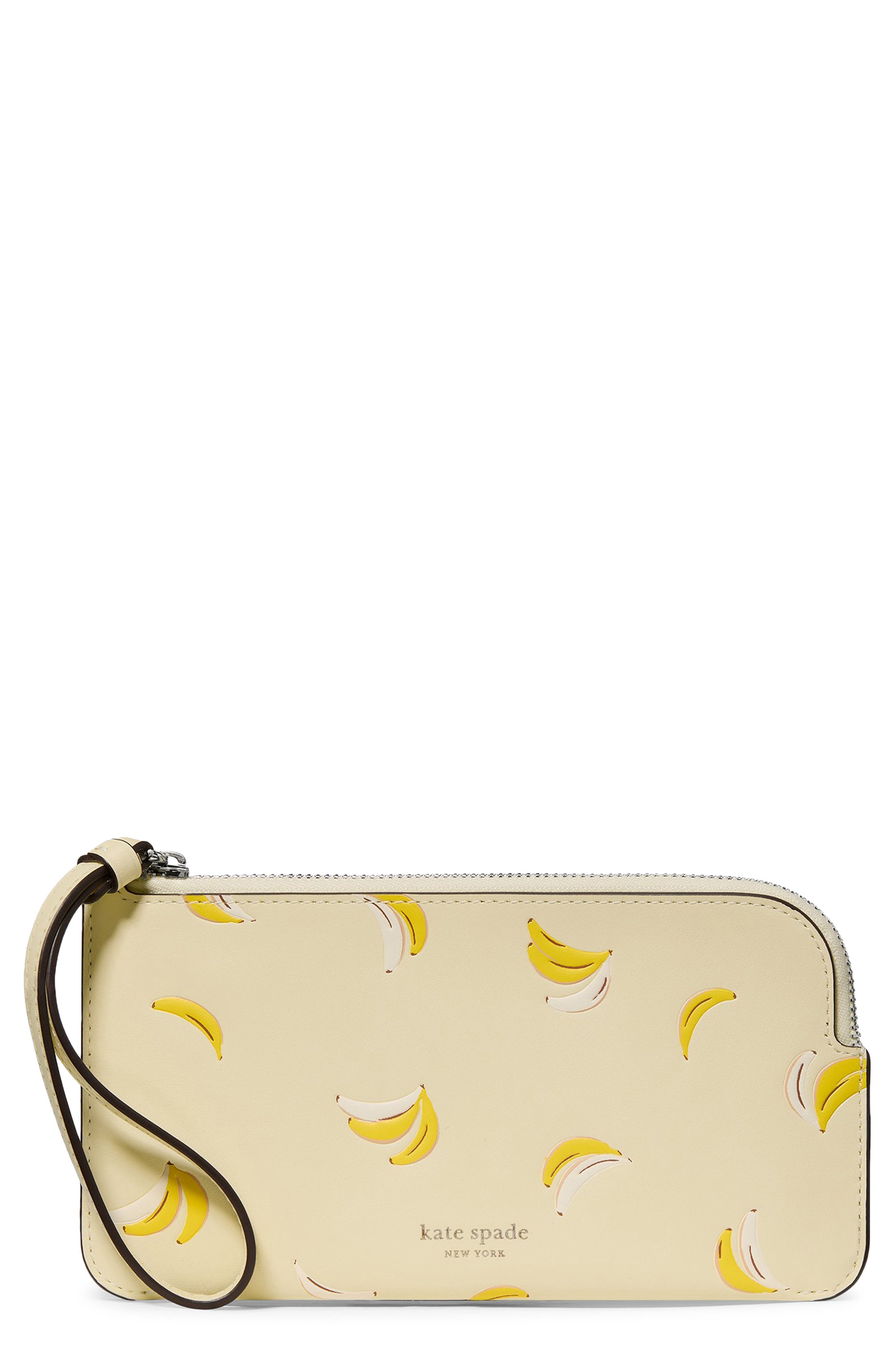zippy leather wristlet, Main, color, LEMON FONDANT