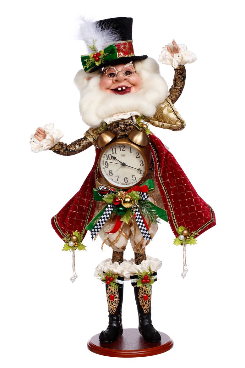 Christmas Clock Elf, Medium, Main, color, Burgundy