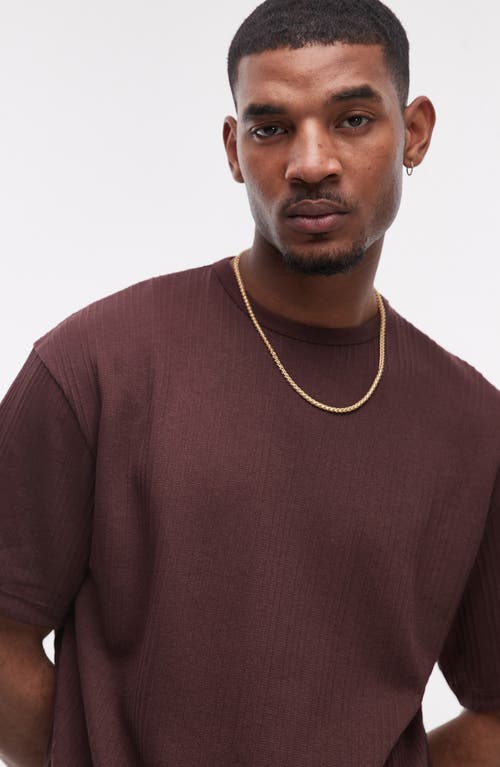 Topman Oversized Fit Sueded T-shirt In Brown