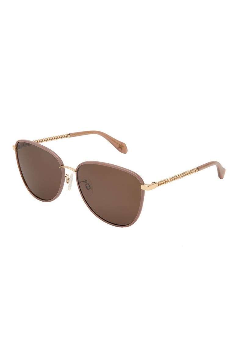 Leahi 59mm Nose Pads Polarized Round Sunglasses, Alternate, color, TUSCAN ROSE CHAIN TEMPLE