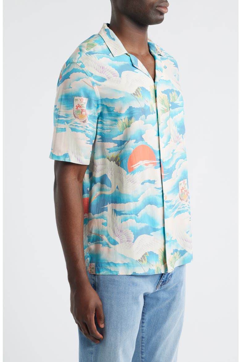 Saipan Print Relaxed Fit Cotton Camp Shirt, Alternate, color, BLUEBERRY BLUE