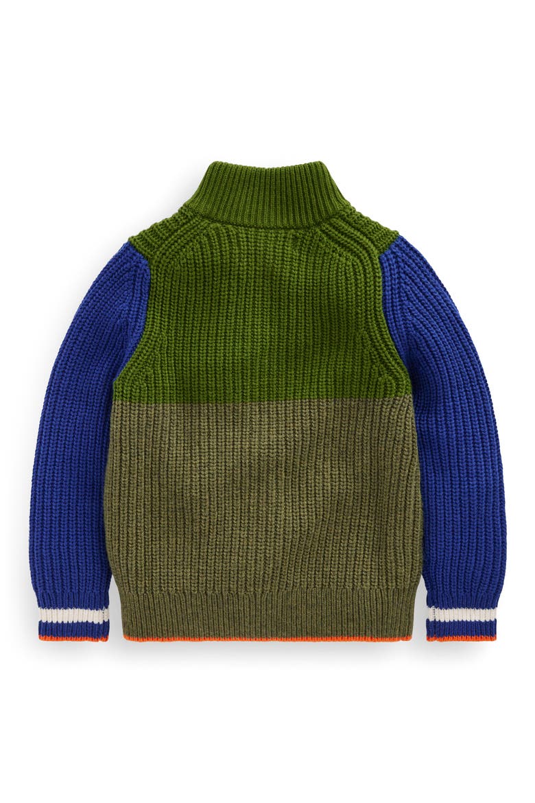 Kids' Chunky Colorblock Zip-Up Cardigan, Alternate, color, BROCCOLI GREEN