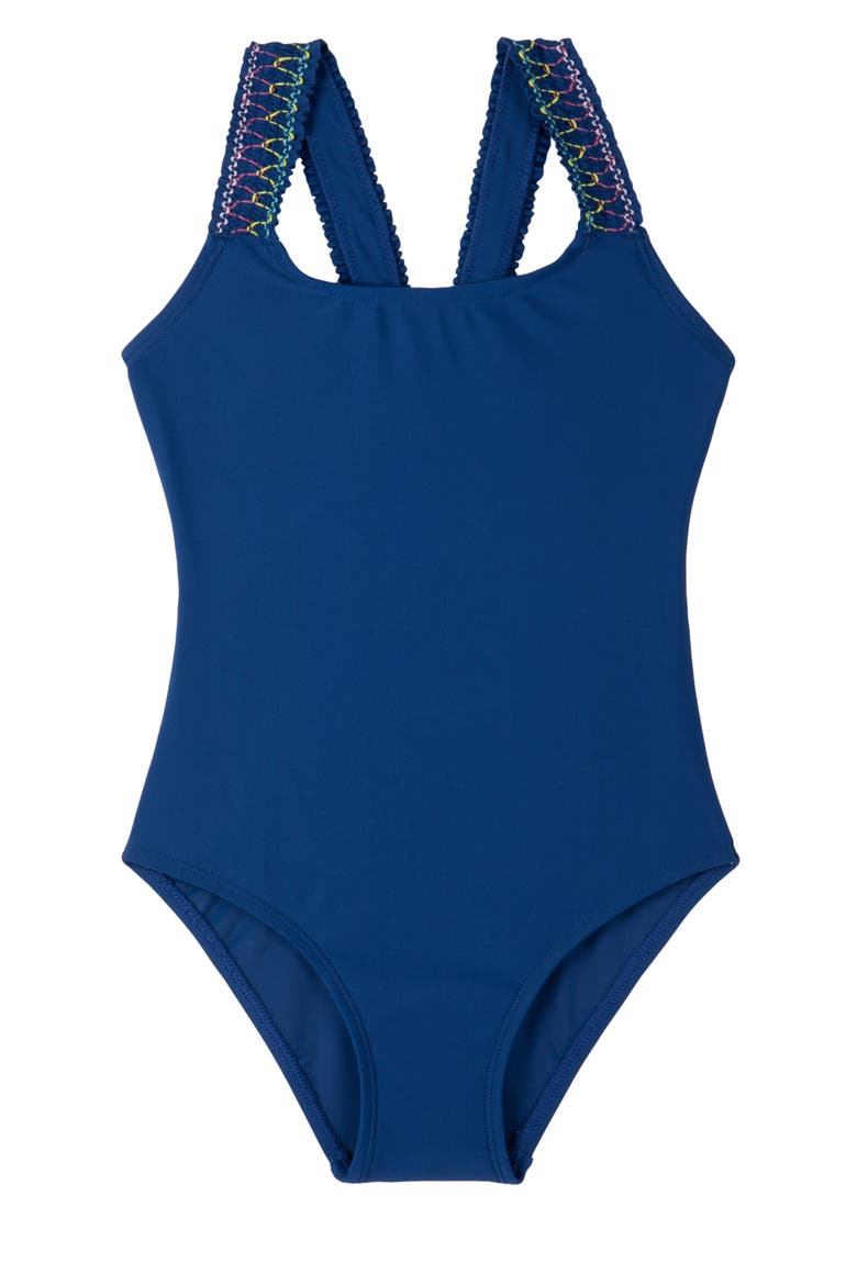 Ruffle Love Scoop Neck One Piece, Main, color, Navy