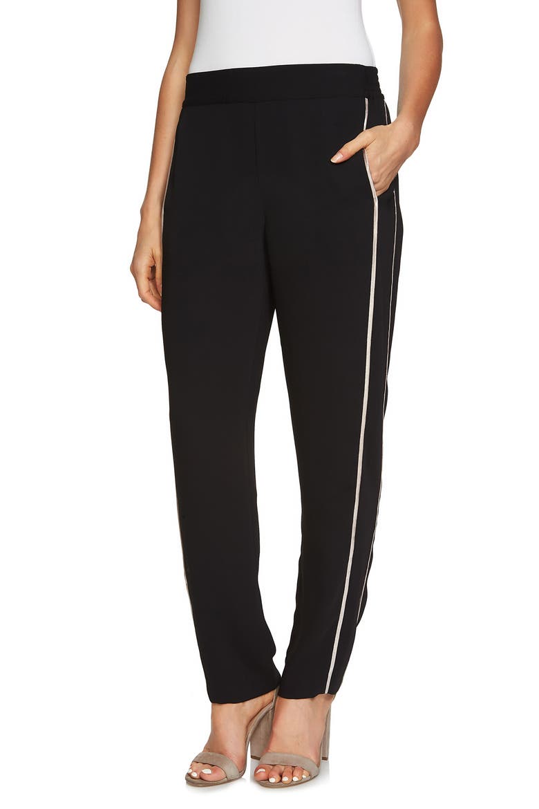 Metallic Stripe Pants, Alternate, color, RICH BLACK