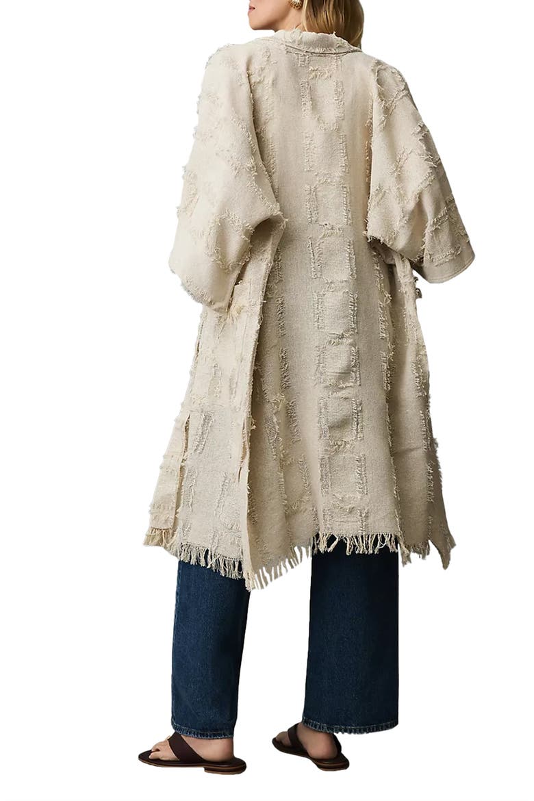 Shimmering Textured Fringe Long Duster, Alternate, color, IVORY