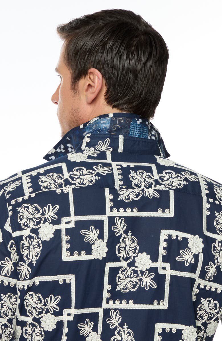 Robert Graham Oleander Classic Fit Embroidered Cotton Button-Up Shirt, Alternate, color, 