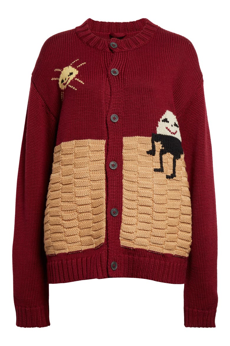 Nursery Rhyme Merino Wool Cardigan, Alternate, color, MAROON MULTI