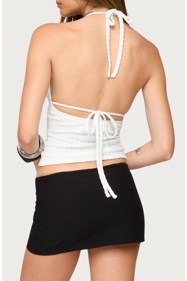 Powell Cutout Halter Textured Crop Top, Alternate, color, WHITE-AND-BLACK